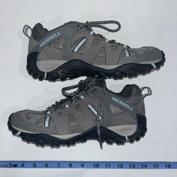 Merrell Women's Gray Blue Sneakers Hiking Shoes 7 Rugged Camping Outdoor - Picture 6 of 12
